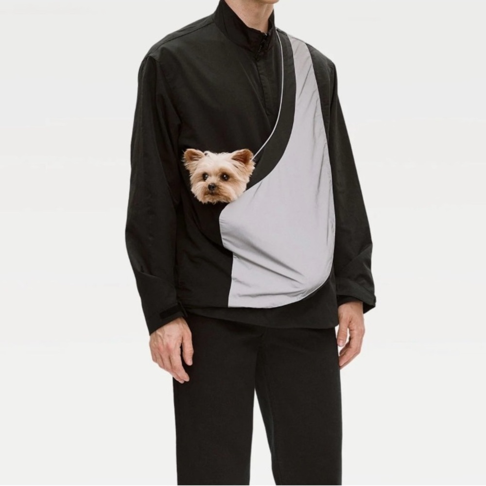 Riikyu Black Kangaroo Pouch Unisex Outdoor Reflective Jacket